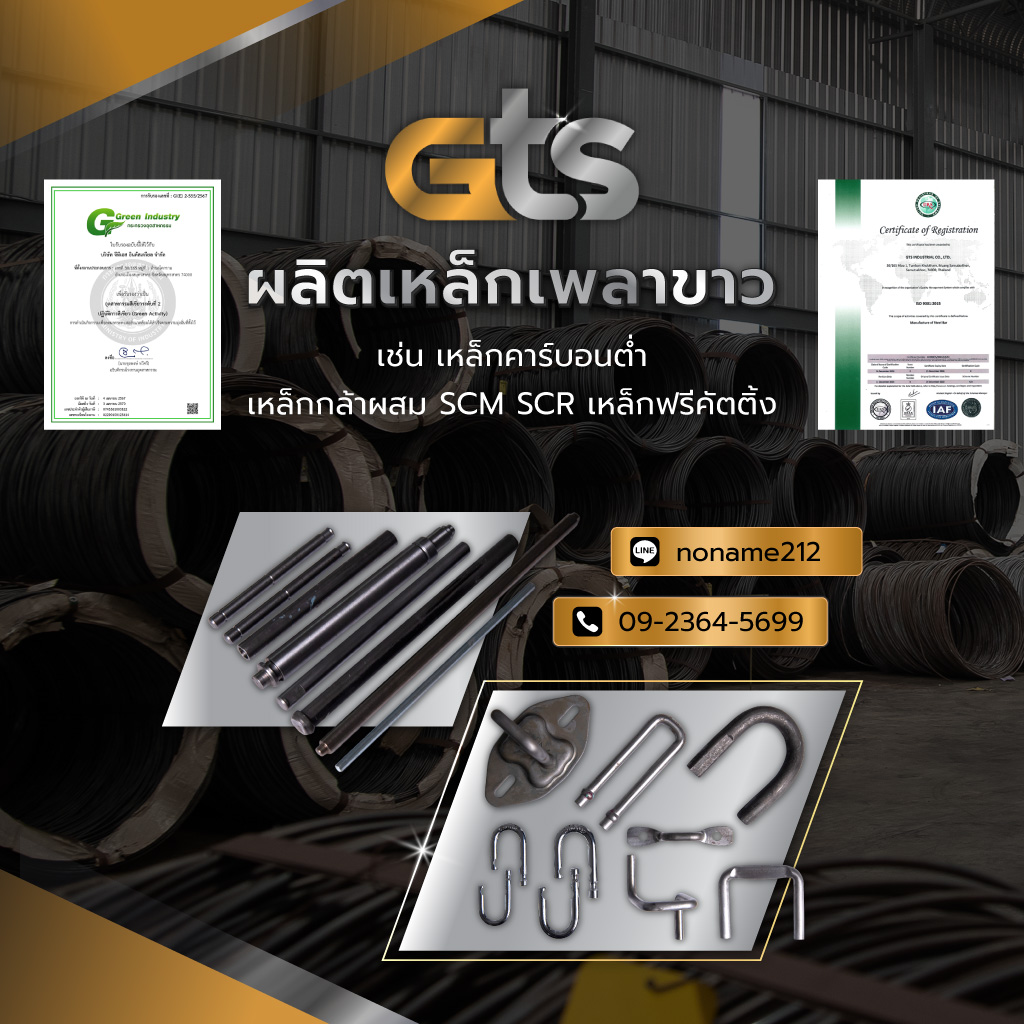 จีทีเอสอินดัสเตรียล ผลิตเหล็กเพลาขาว เหล็กคาร์บอนต่ำ เหล็กฟรีคัตติ้ง